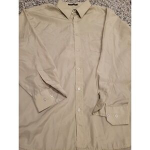 VITTORINO Signature Collection Mens XL Tan Long Sleeve Button‎ Up Shirt 17-17.5